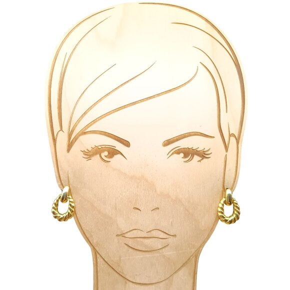 Gold Tone Twisted Door Knocker Earrings Retro Chic - Picture 3 of 4